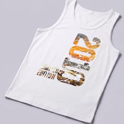 Distressed 2010 Limited Edition vintage birthday T-shirt in orange and gray. — printed on a tank top