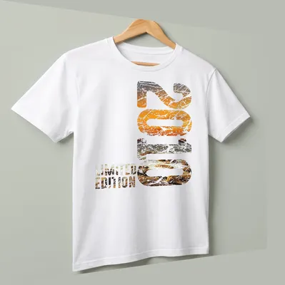Distressed 2010 Limited Edition vintage birthday T-shirt in orange and gray. — printed on a unisex t-shirt (angled view)