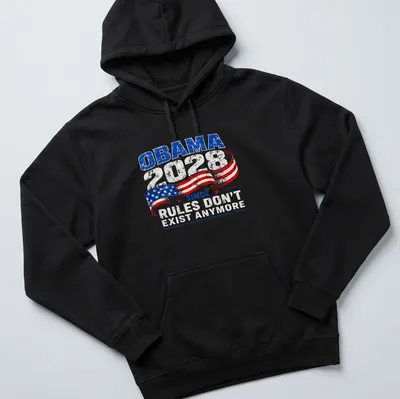 Vintage distressed Obama 2028 campaign tee with bold text — printed on a unisex hoodie