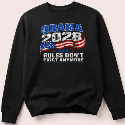 Vintage distressed Obama 2028 campaign tee with bold text — printed on a unisex sweatshirt