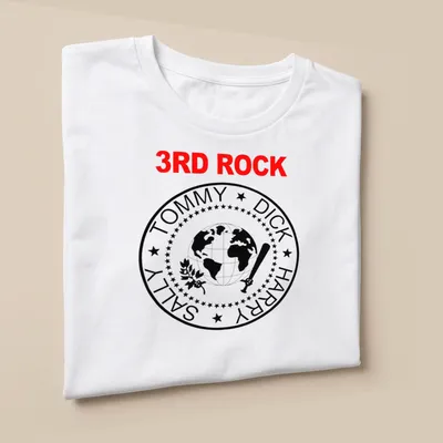 Bold graphic T-shirt featuring a globe, bat, and stars with humorous text. — printed on a unisex t-shirt (angled view)