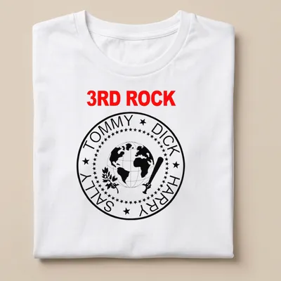 Bold graphic T-shirt featuring a globe, bat, and stars with humorous text. — printed on a unisex t-shirt