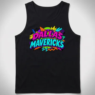 90s Retro Dallas Mavericks logo t-shirt in vibrant colors — printed on a tank top