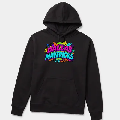 90s Retro Dallas Mavericks logo t-shirt in vibrant colors — printed on a unisex hoodie