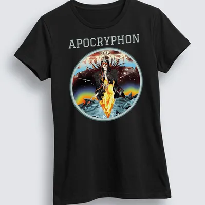 Dark sorceress illustration with vibrant colors and text above — printed on a women's shirt