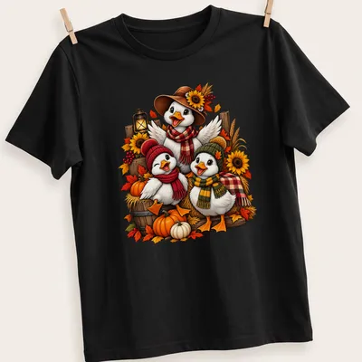Colorful cartoon of three ducks with the text 'Cozy Fall Friends' above them