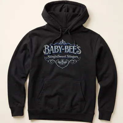 Ornate Baby Bee t-shirt with a bee illustration and playful text — printed on a unisex hoodie