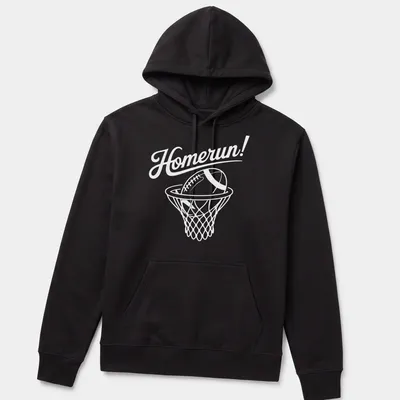 Minimalist Basketball Sports T-shirt with a hoop and football illustration — printed on a unisex hoodie