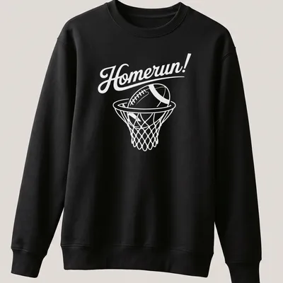 Minimalist Basketball Sports T-shirt with a hoop and football illustration — printed on a unisex sweatshirt