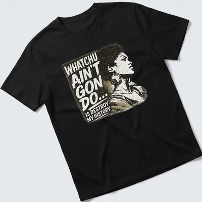 Vintage distressed design with a female figure and text about history preservation