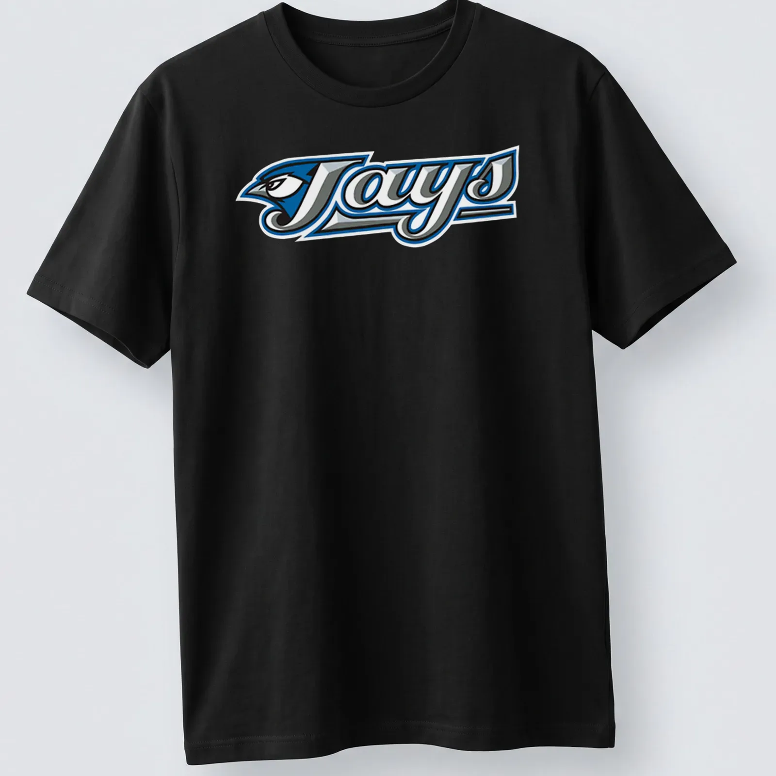 Modern logo t-shirt featuring a Blue Jay bird with the word 'Jays' beneath — printed on a unisex t-shirt
