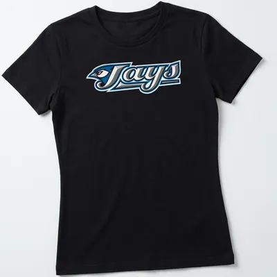 Modern logo t-shirt featuring a Blue Jay bird with the word 'Jays' beneath — printed on a women's shirt