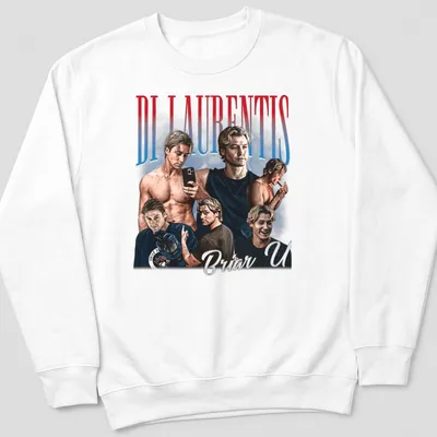Vintage Dean Di Laurentis shirt with playful illustration and collegiate text. — printed on a unisex sweatshirt