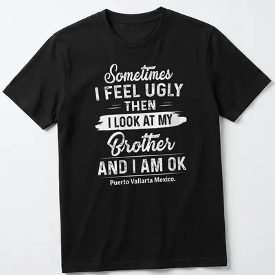 Playful script t-shirt with uplifting message about brotherly love