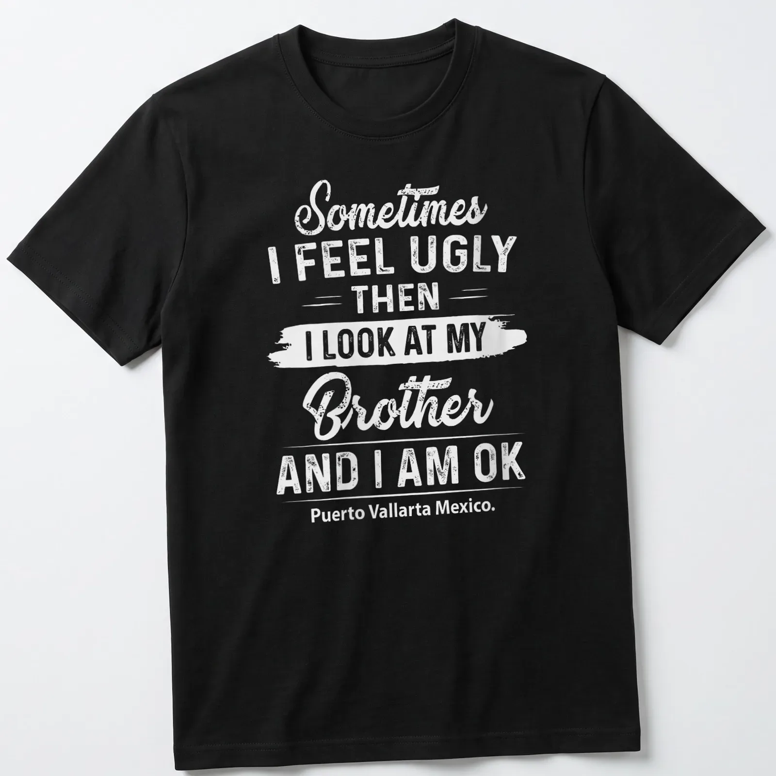 Playful script t-shirt with uplifting message about brotherly love — printed on a unisex t-shirt