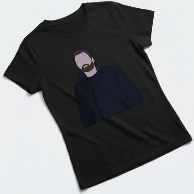 Flat illustration of Bucky Barnes in dark blue and light purple tones. — printed on a women's shirt
