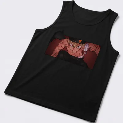 Anime style T-shirt featuring a playful bull character with Scribble King text. — printed on a tank top