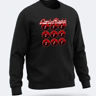 Bold typography featuring Caroline Polachek within a red frame pattern. — printed on a unisex sweatshirt