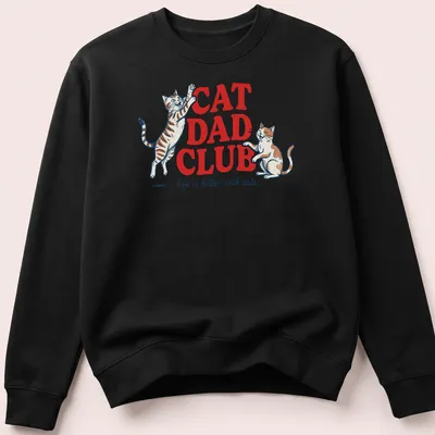 Retro cat dad graphic with two playful cats and colorful lettering — printed on a unisex sweatshirt