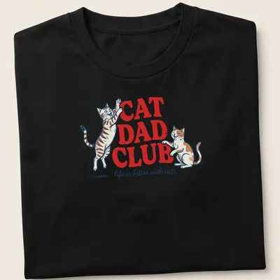 Retro cat dad graphic with two playful cats and colorful lettering