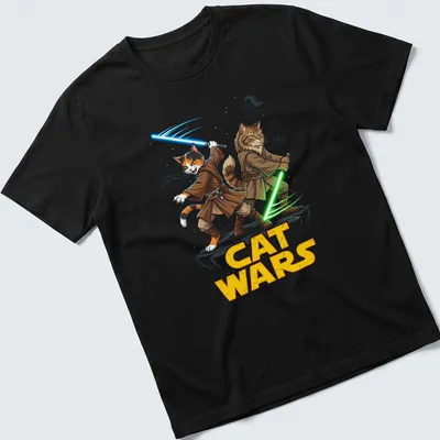 Colorful cartoon cats in Jedi robes wielding lightsabers for Cat Wars