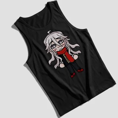 Cute cartoon depiction of Chibi Shishikura Osamu on a T-shirt. — printed on a tank top
