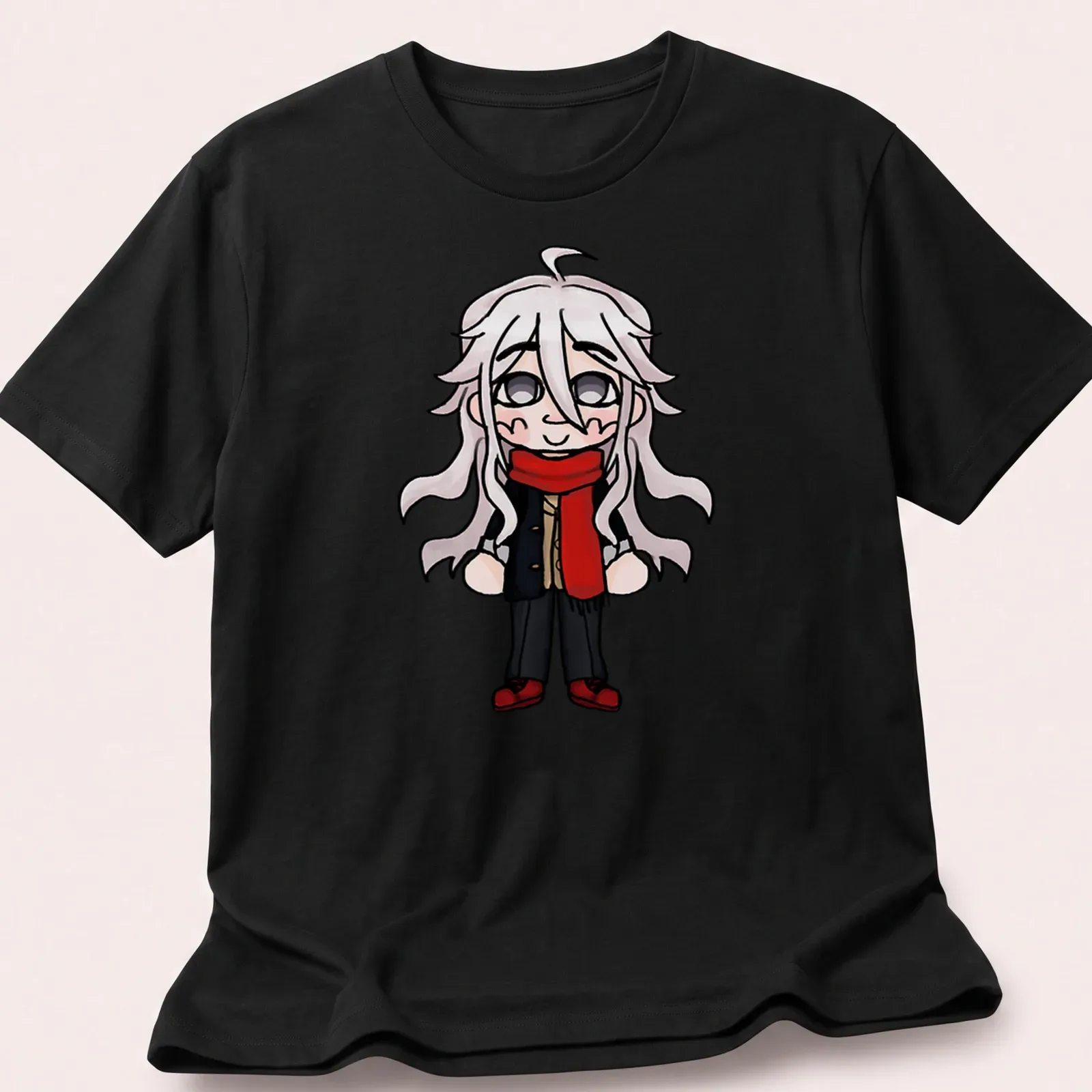 Cute cartoon depiction of Chibi Shishikura Osamu on a T-shirt. — printed on a unisex t-shirt