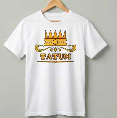 Bold typography with the name Tatum and a crown above it in gold and black.