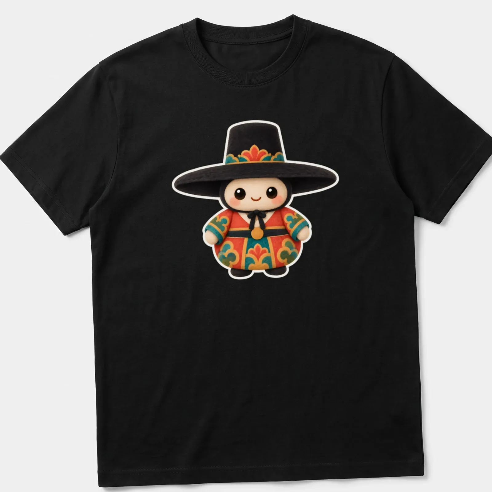 Cute mascot character in a scholar hat illustrated in vibrant colors — printed on a unisex t-shirt
