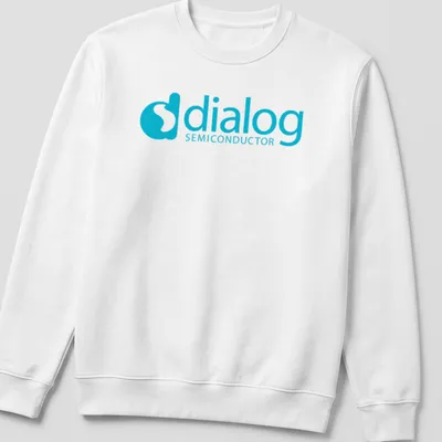 Modern Dialog Semiconductor logo tee in cyan and white — printed on a unisex sweatshirt