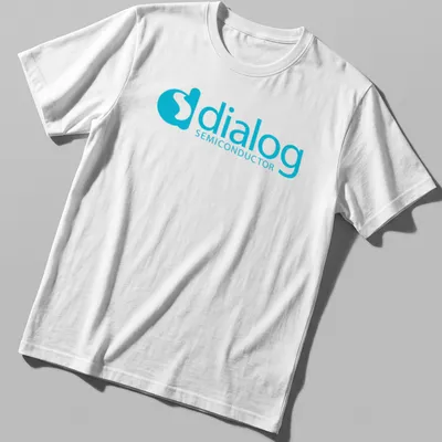 Modern Dialog Semiconductor logo tee in cyan and white