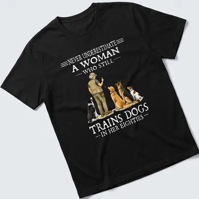 Realistic illustration of a woman training dogs with motivational text