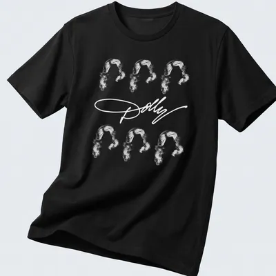 Abstract illustration featuring the name Dolly in a playful hair design