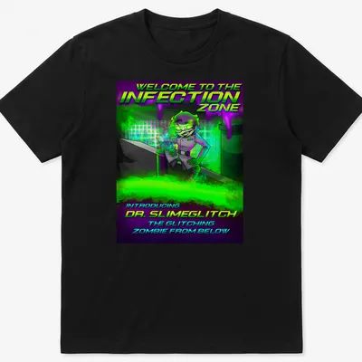 Comic-style graphic of Dr. Slimeglitch with vibrant colors and spooky text