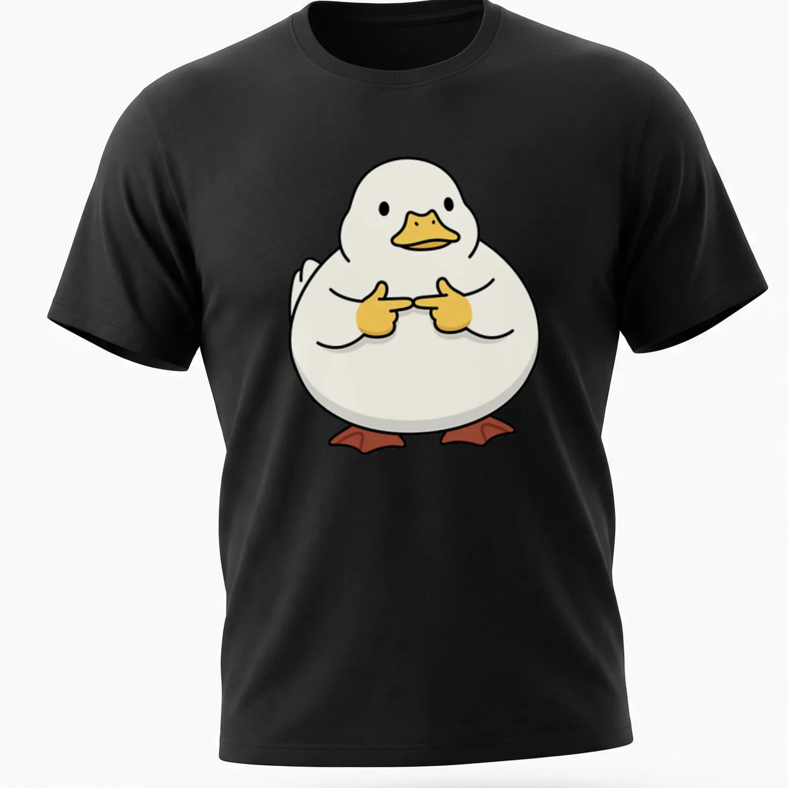 Kawaii style T-shirt featuring a shy duck with playful text — printed on a unisex t-shirt