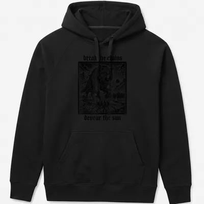Vintage style Fenrir Wolf graphic with bold text underneath — printed on a unisex hoodie