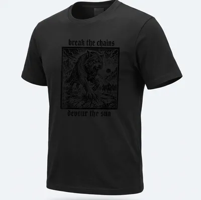 Vintage style Fenrir Wolf graphic with bold text underneath