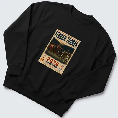 Vintage style T-shirt featuring Ferran Torres and World Cup Final details — printed on a unisex sweatshirt