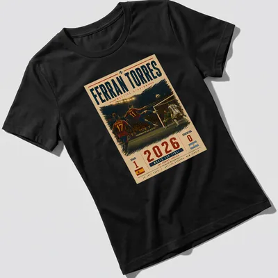 Vintage style T-shirt featuring Ferran Torres and World Cup Final details — printed on a women's shirt