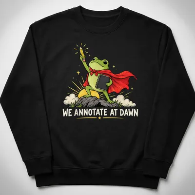 Colorful cartoon frog graphic with humorous text for English teachers — printed on a unisex sweatshirt
