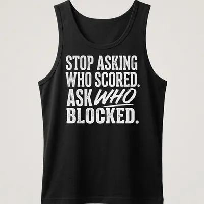 Bold vintage sports humor t-shirt with a humorous saying about blocking. — printed on a tank top