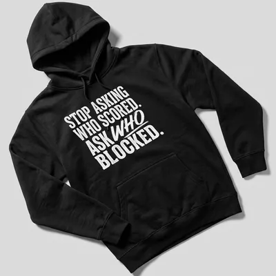 Bold vintage sports humor t-shirt with a humorous saying about blocking. — printed on a unisex hoodie
