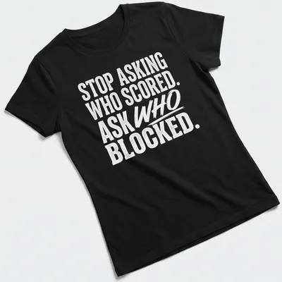 Bold vintage sports humor t-shirt with a humorous saying about blocking. — printed on a women's shirt