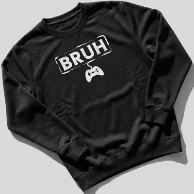 Bold typography Gamer Bruh shirt featuring a video game controller in white — printed on a unisex sweatshirt