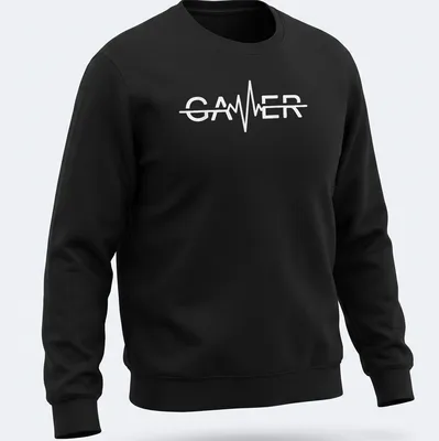 Minimalist Gamer t-shirt with heartbeat design in white text — printed on a unisex sweatshirt