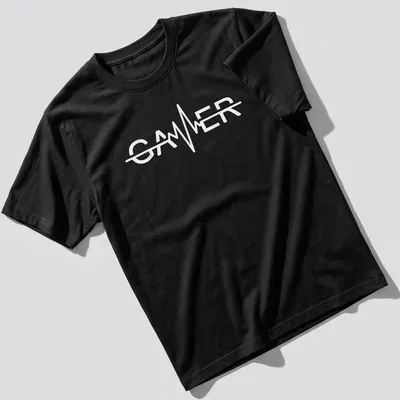 Minimalist Gamer t-shirt with heartbeat design in white text