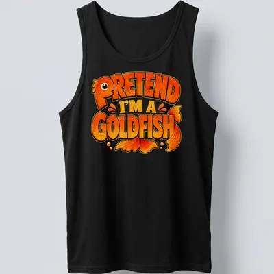 Cartoon design featuring a goldfish and humorous text for Halloween. — printed on a tank top
