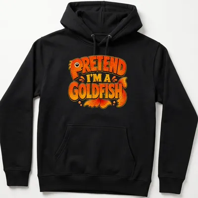 Cartoon design featuring a goldfish and humorous text for Halloween. — printed on a unisex hoodie