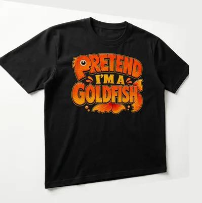 Cartoon design featuring a goldfish and humorous text for Halloween. — printed on a unisex t-shirt (angled view)