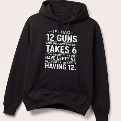 Bold typography shirt featuring a humorous take on guns and math — printed on a unisex hoodie